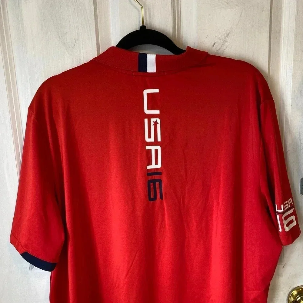 RLX Ralph Lauren Rider Cup 2016 USA Polo Red Shirt Men Size XL Sport Stretchy